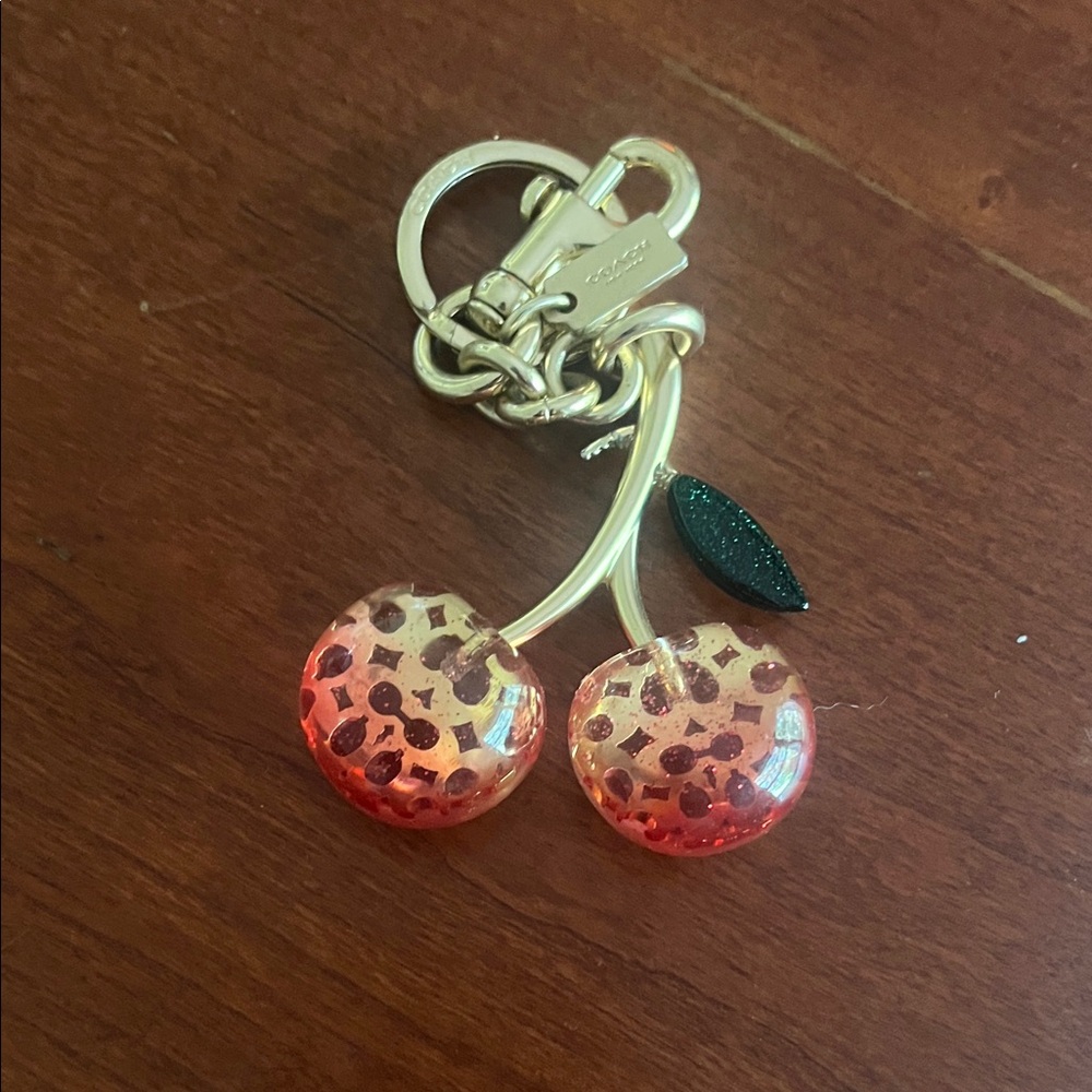 Cherry Keychain with Leopard Print